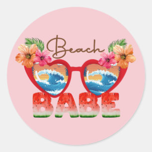 Adesivo Beach Babe Classic Round Sticker