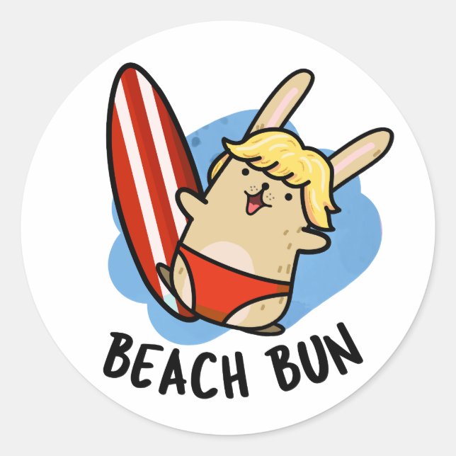 Adesivo Beach Bun Funny Bunny Pun (Frente)