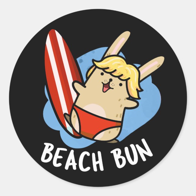 Adesivo Beach Bun Funny Bunny Pun Dark BG (Frente)