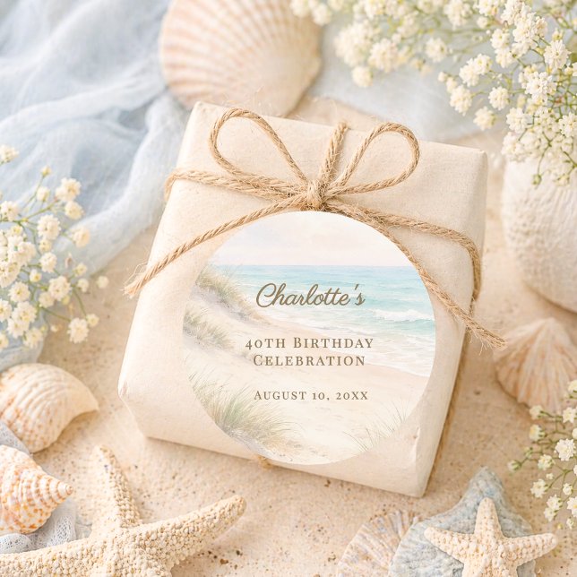 Adesivo Beach coastal summer birthday (Criador carregado)