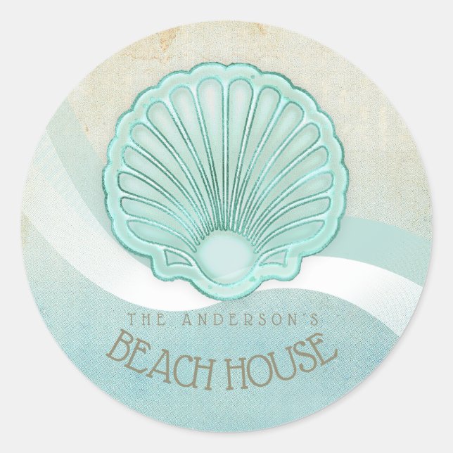 Adesivo Beach House Clam Shell Aqua Blue ID623 (Frente)