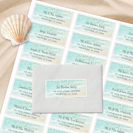 Adesivo Beach Ocean Lights Wedest Address Labels
