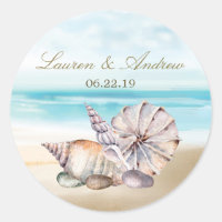 Beach Seashells Monograma de Casamento Tropical Ná