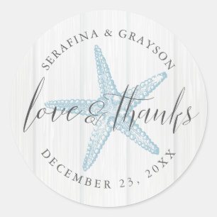 Adesivo Beach Starfish Obrigado Rustic Weding Favor