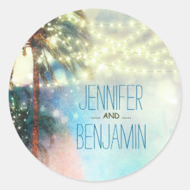 Adesivo Beach Sunset Palm Lights Watercolor Casamento