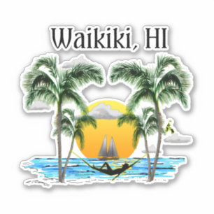 Adesivo Beach Sunset Waikiki Hawaii