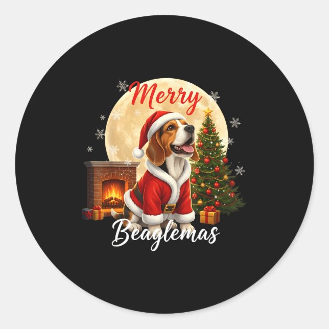 Adesivo Beagle Christmas Beagle Costume Beagle Xmas Merry  (Frente)