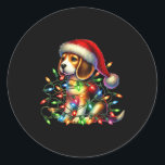 Adesivo Beagle Christmas Lights Santa Hat Dog Lover<br><div class="desc">Beagle Christmas Lights Santa Hat Dog Lover</div>