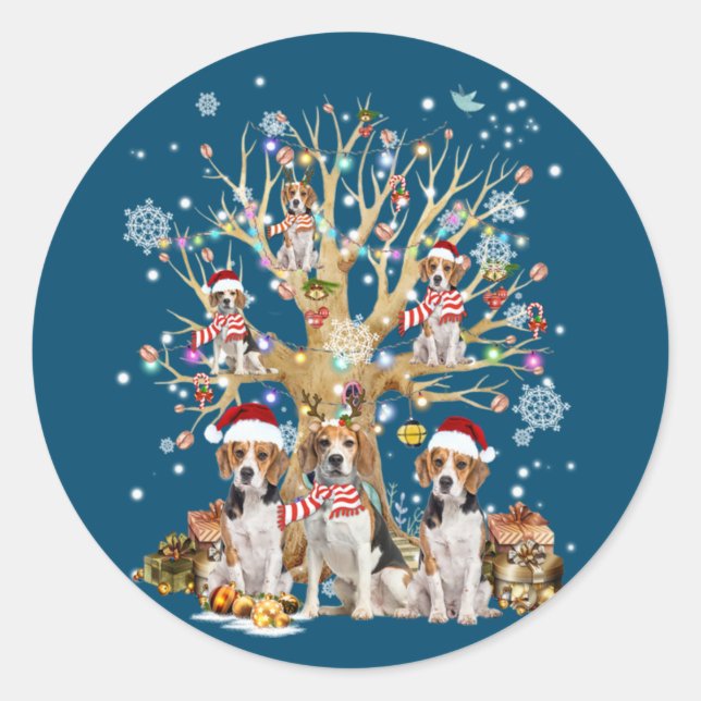 Adesivo Beagle Christmas Tree Ornament For Dog Lover (Frente)
