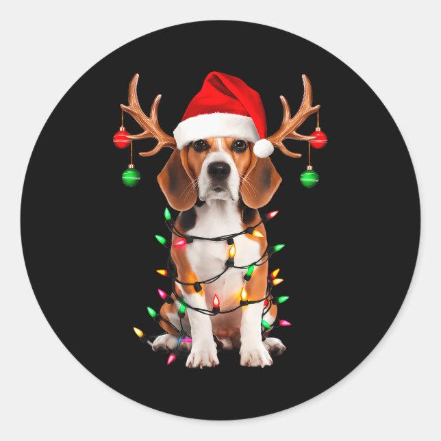 Adesivo Beagle Christmas Tree Shirt Beagle Santa Hat Lover (Frente)