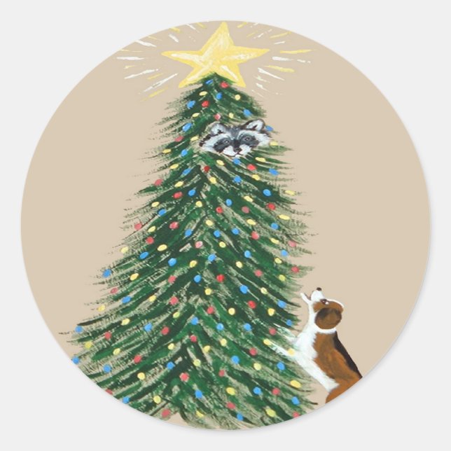 Adesivo Beagle com guaxinim (Frente)