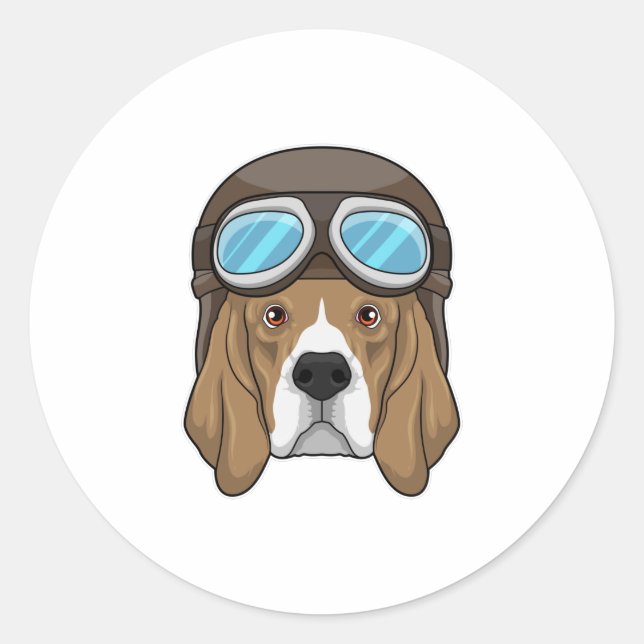 Adesivo Beagle como piloto com chapéu piloto (Frente)