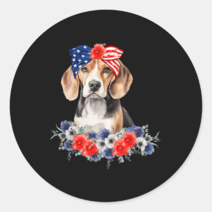 Adesivo Beagle Dog Bandana American Flag 4 De Julho