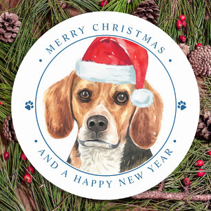 Adesivo Beagle Dog Papais noeis personalizados Feliz Natal