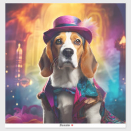 Adesivo Beagle em fantasia vibrante