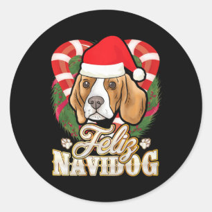 Adesivo Beagle Feliz Navidog Papai Noel Natal Cachorro