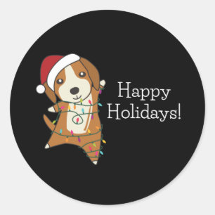Adesivo Beagle Felry Natal Animais de inverno Cão Clássico
