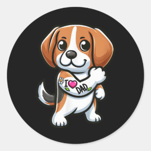 Adesivo Beagle I Love Pai Engraçado Tatuagem De Cachorro _