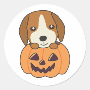 Adesivo Beagle In Pumpkin Sweet Dogs Happy Halloween