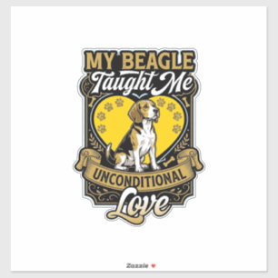 Adesivo Beagle Me Ensina o Amor Incondicional Coração e Pa