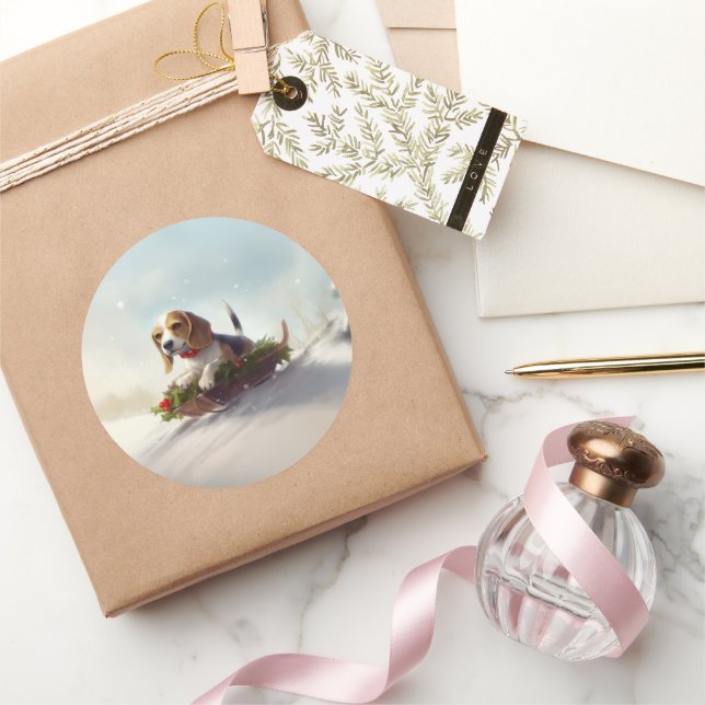 Adesivo Beagle Natal neve inverno (Presentear)