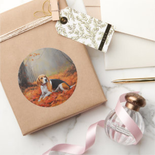 Adesivo Beagle no outono deixa cair inspiração