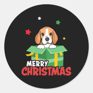 Adesivo Beagle Papais noeis Cachorros Adormecem Feliz Nata
