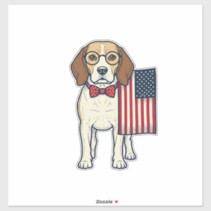 Adesivo Beagle Patriótico com Arte Vetorial Vintage de Ban