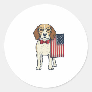 Adesivo Beagle Patriótico com Arte Vetorial Vintage de Ban