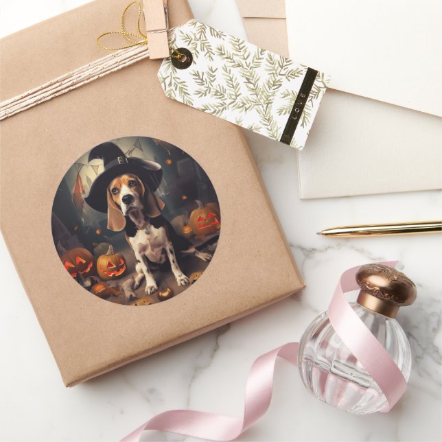 Adesivo Beagle Pumpkins Halloween Assustado (Presentear)