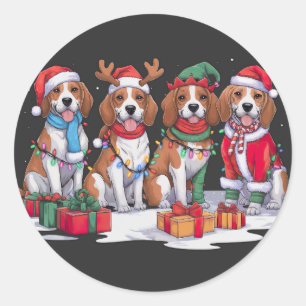 Adesivo Beagle Santa, que chifre as luzes de Natal