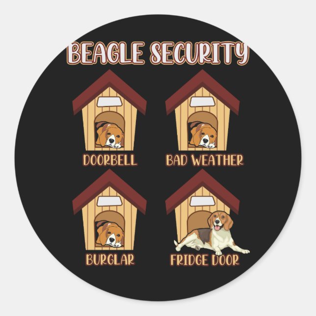 Adesivo Beagle Security Beagle Doorbell Bad Weather Burgla (Frente)