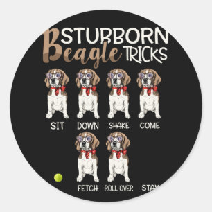 Adesivo Beagle Stubborn Truques Engraçados Cachorros Amant