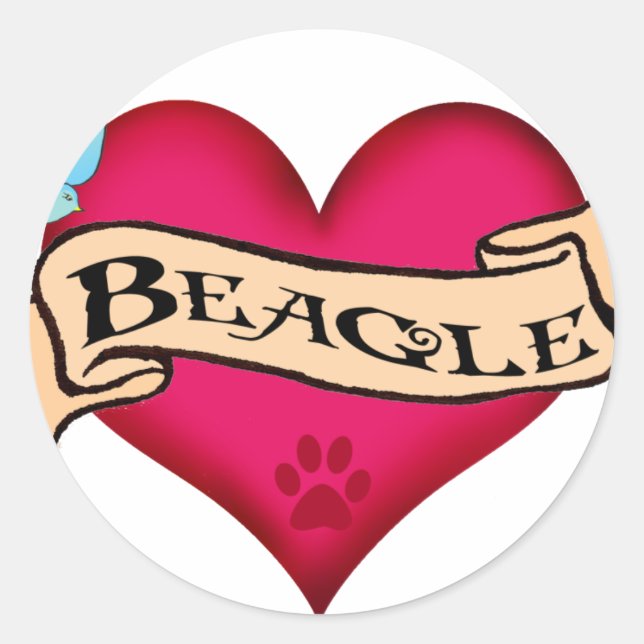 Adesivo Beagle Tattoo Heart (Frente)
