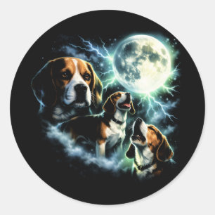 Adesivo Beagle Uivando para a Lua – Cachorro de Caça Notur