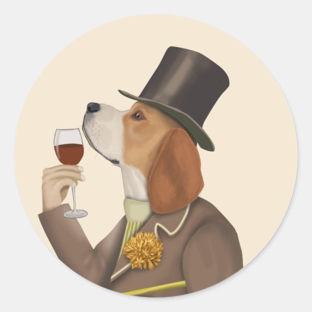 Adesivo Beagle Wine Snob (Frente)