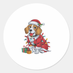 Adesivo Beagle Xmas Lighting Papais noeis Beagle Dog Natal