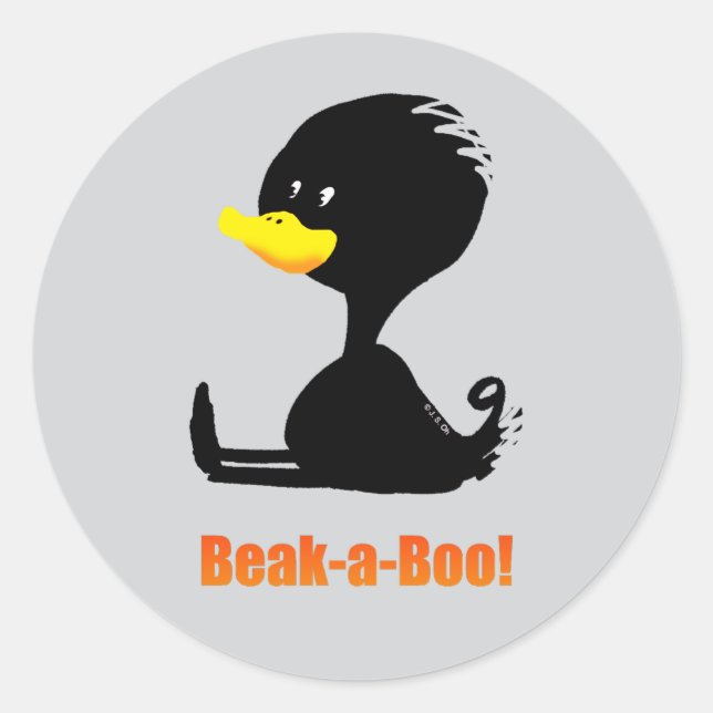 Adesivo Beak-a-Boo! Cute Cartoon Duck with Funny Pun (Frente)