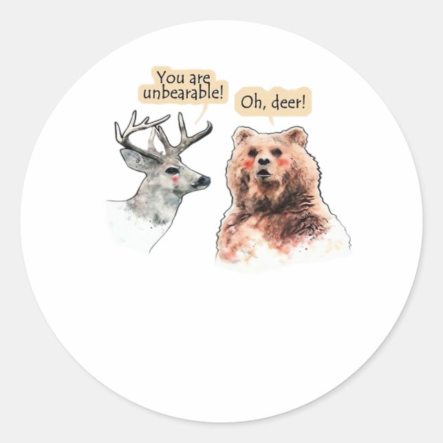 Adesivo Bear And Deer Conversation Funny Wildlife Design  (Frente)