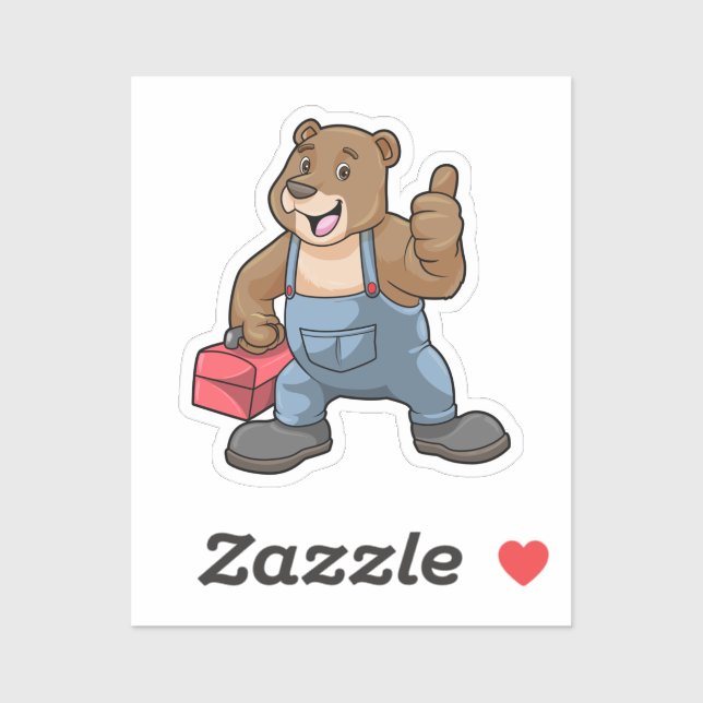 Adesivo Bear as Craftsman with Tool box (Folha)