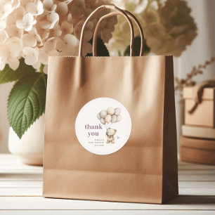 Adesivo Bear Balões Pastel Chá de fraldas Roxo Obrigado