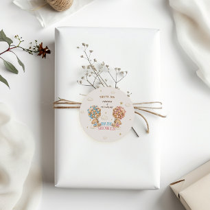 Adesivo Bear Gêmeos Garota Chá Rosa Azul Obrigado