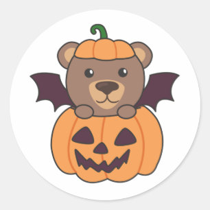 Adesivo Bear Halloween Pumpkin Bat Costume