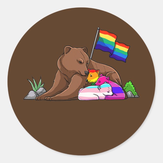 Adesivo Bear Mãe Livre Abraço LGBT Gay Transgender Pride (Frente)