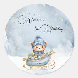 Adesivo Bear Natal Um Primeiro Aniversário Inverno