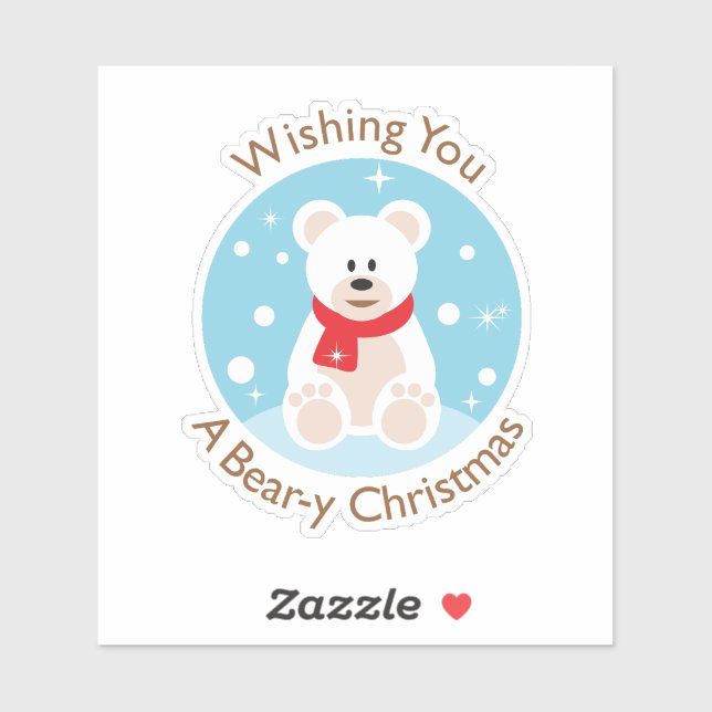 Adesivo Bear-y Christmas Greeting Custom-Cut Vinyl Sticker (Folha)