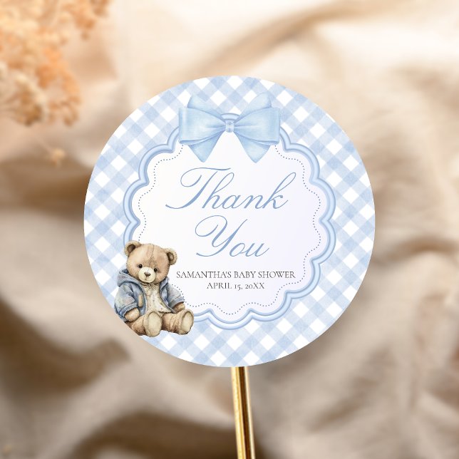 Adesivo Bearly Wait Elegant Bear Baby Shower (Blue Bear Baby Shower Sticker)