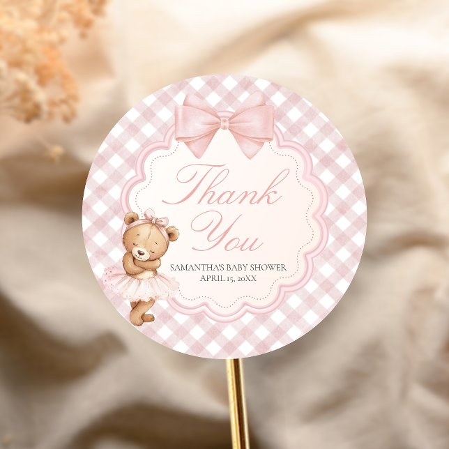 Adesivo Bearly Wait Elegant Bear Baby Shower (Pink Bear Baby Shower Sticker)