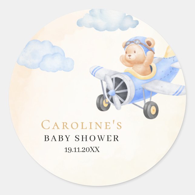 Adesivo Bearly Wait Flying Bear & Cloud Round Sticker (Frente)