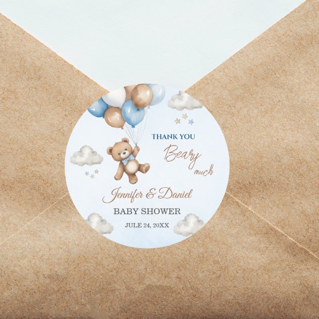 Adesivo Beary Cute Blue Chá de fraldas Balões de Teddy Bea (Criador carregado)